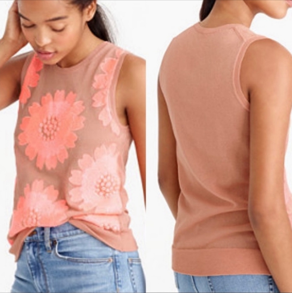 J. Crew Collection sleeveless top  embroidered Floral sheer small